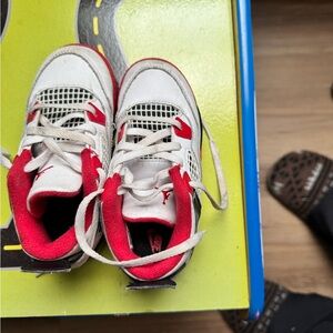 Jordan Kids White and Red Sneakers